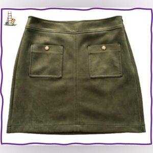 NWT-Loft Olive Green Suede Pocket Mini Skirt